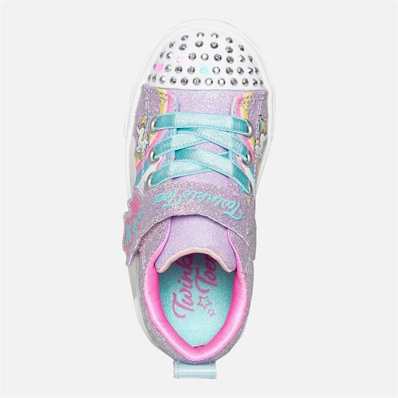 SKECHERS Infant Girls Twinkle Sparks Jumping Clouds Trainers Lavendar/Metallic