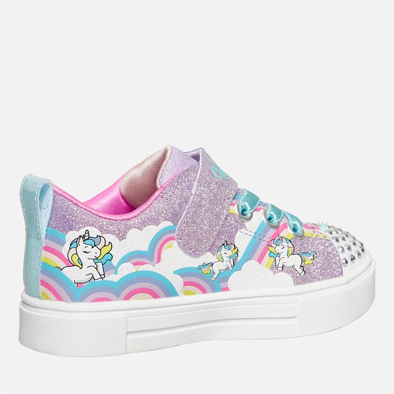 SKECHERS Infant Girls Twinkle Sparks Jumping Clouds Trainers Lavendar/Metallic