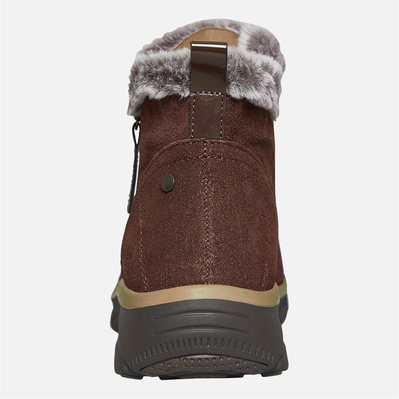 SKECHERS Womens Easy Going High Zip Boots Chocolate Brown