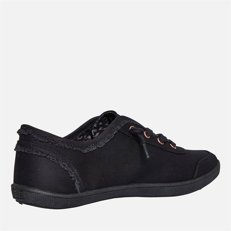 SKECHERS Womens Bobs B Cute Extra Wide Fit Canvas Shoes Black Mono