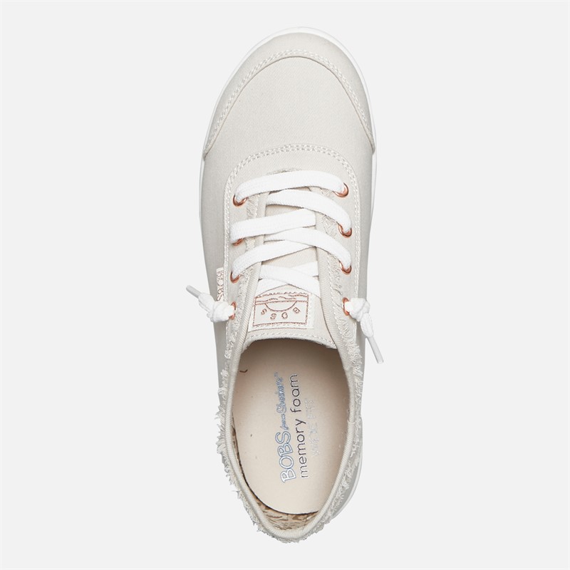 SKECHERS Womens Bobs B Cute Extra Wide Fit Canvas Shoes Natural