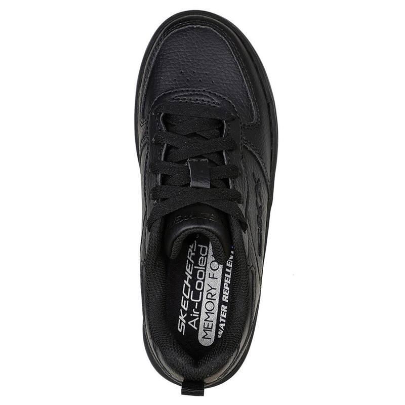 SKECHERS Junge Sport Court 92 Wasserabweisend Schnürer Freizeit Turnschuhe Schwarz