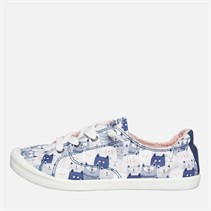 SKECHERS Womens Bobs Beach Bingo Wide Fit Canvas Shoes Navy