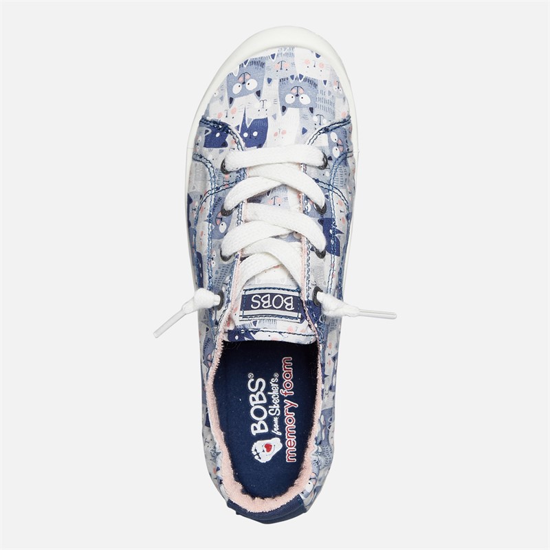 SKECHERS Womens Bobs Beach Bingo Wide Fit Canvas Shoes Navy