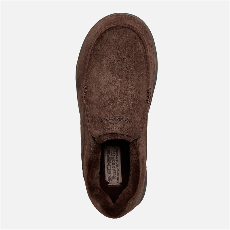 SKECHERS Mens Expected X Larmen Moccasin Slippers Chocolate