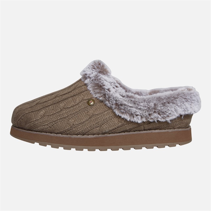 SKECHERS Womens Bobs Keepsakes Ice Angel Wide Fit Slippers Taupe