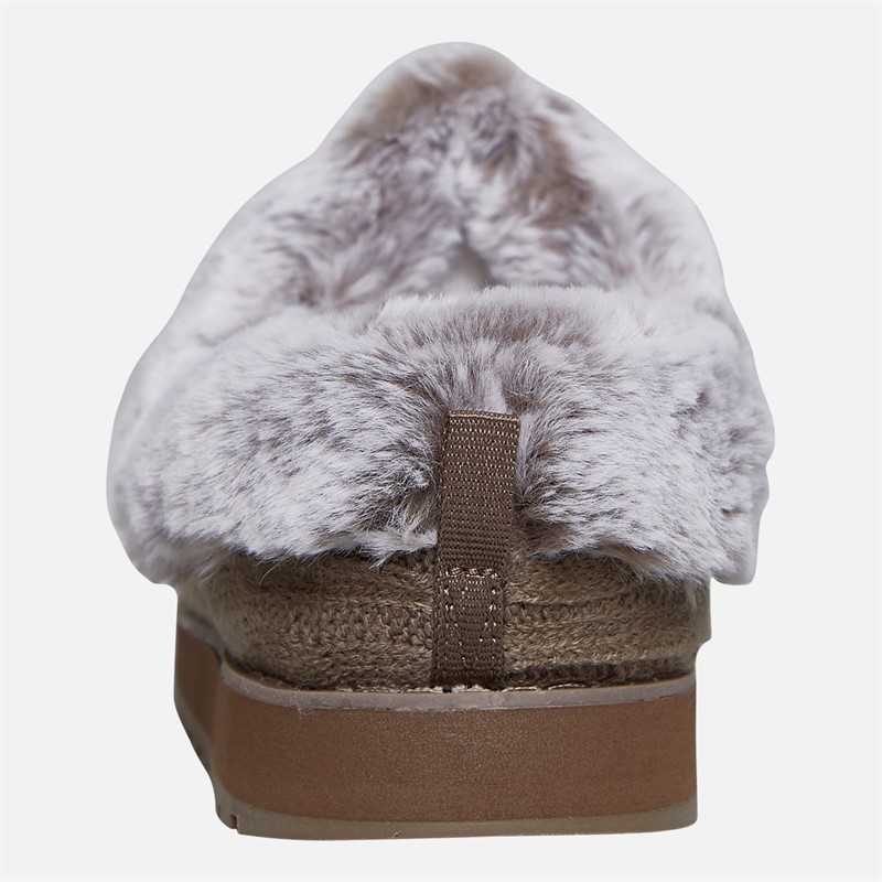 SKECHERS Womens Bobs Keepsakes Ice Angel Wide Fit Slippers Taupe