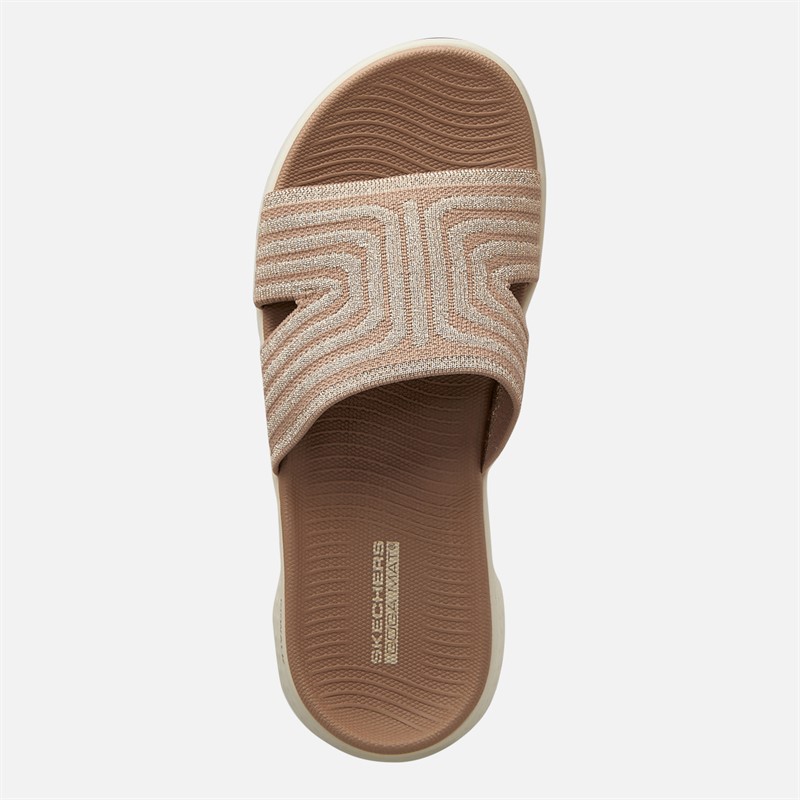 SKECHERS Womens Go Walk Flex Stardust Sliders Taupe Textile