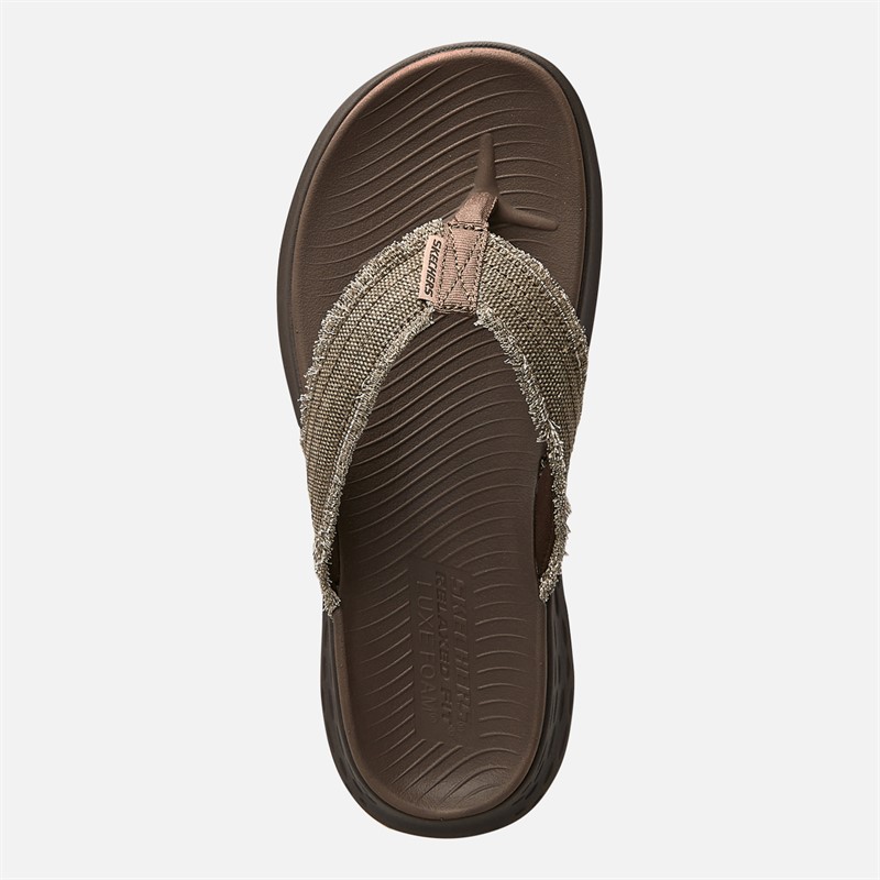 SKECHERS Mens Parson SD Gino Flip Flops Chocolate