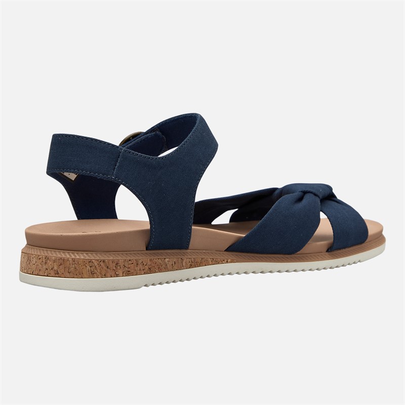 SKECHERS Womens Desert Kiss Low Peak Sun Ankle Strap Sandals Navy