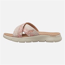 SKECHERS Womens Go Walk Flex Elsa Cross Strap Sliders Taupe/Multi