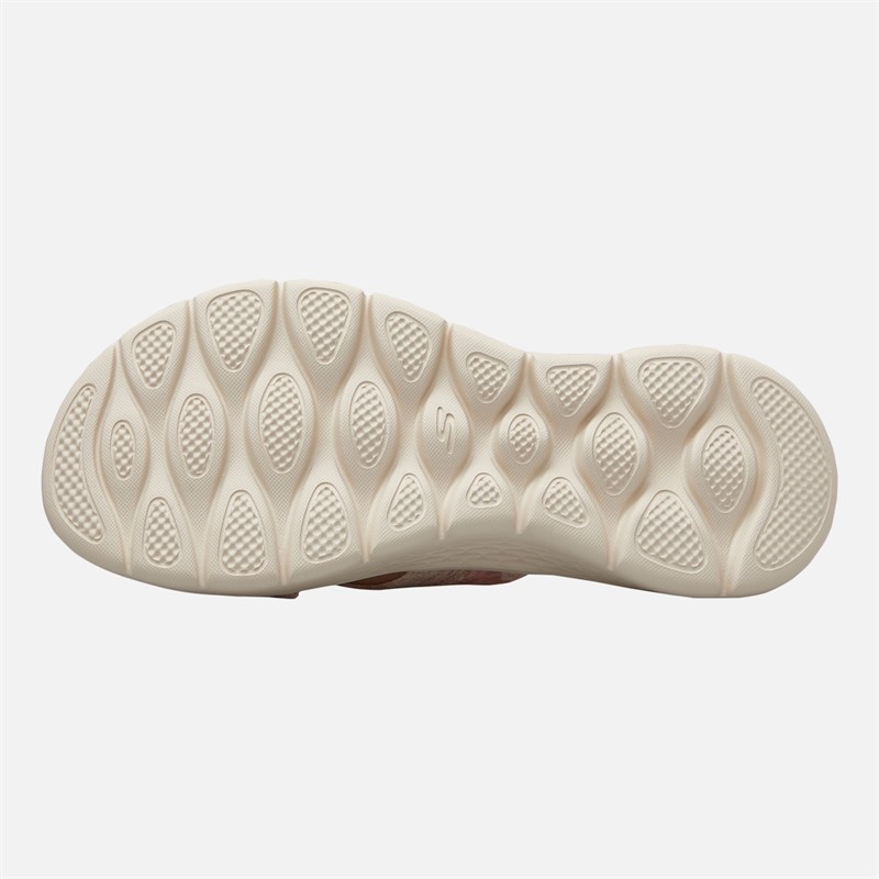 SKECHERS Womens Go Walk Flex Elsa Cross Strap Sliders Taupe/Multi