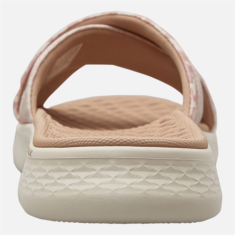 SKECHERS Womens Go Walk Flex Elsa Cross Strap Sliders Taupe/Multi