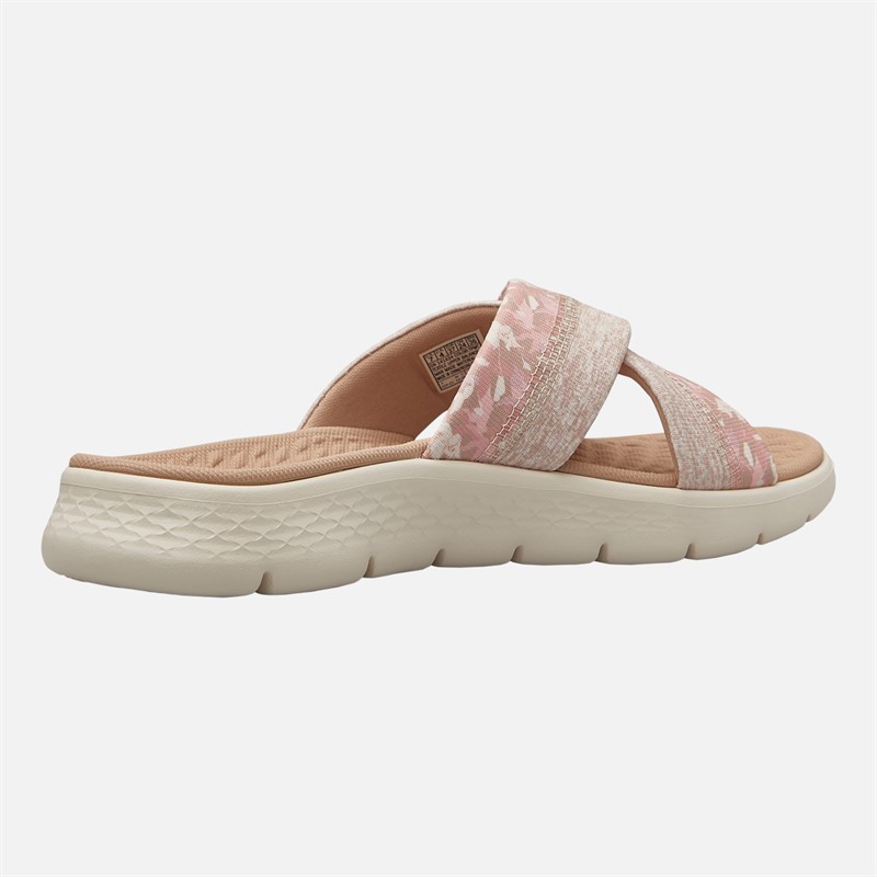 SKECHERS Womens Go Walk Flex Elsa Cross Strap Sliders Taupe/Multi