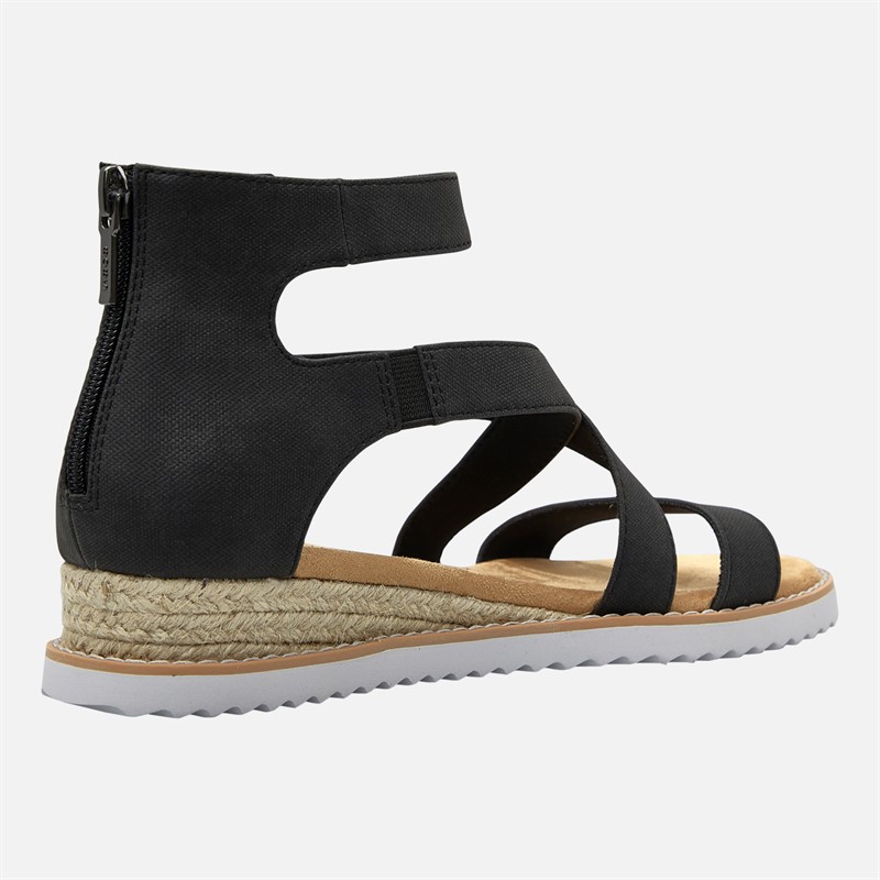 SKECHERS Womens Desert Kiss Sun Dipped Ankle Strap Sandals Black