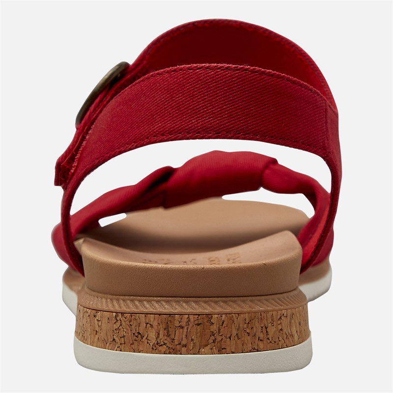 SKECHERS Womens Desert Kiss Low Peak Sun Ankle Strap Sandals Red