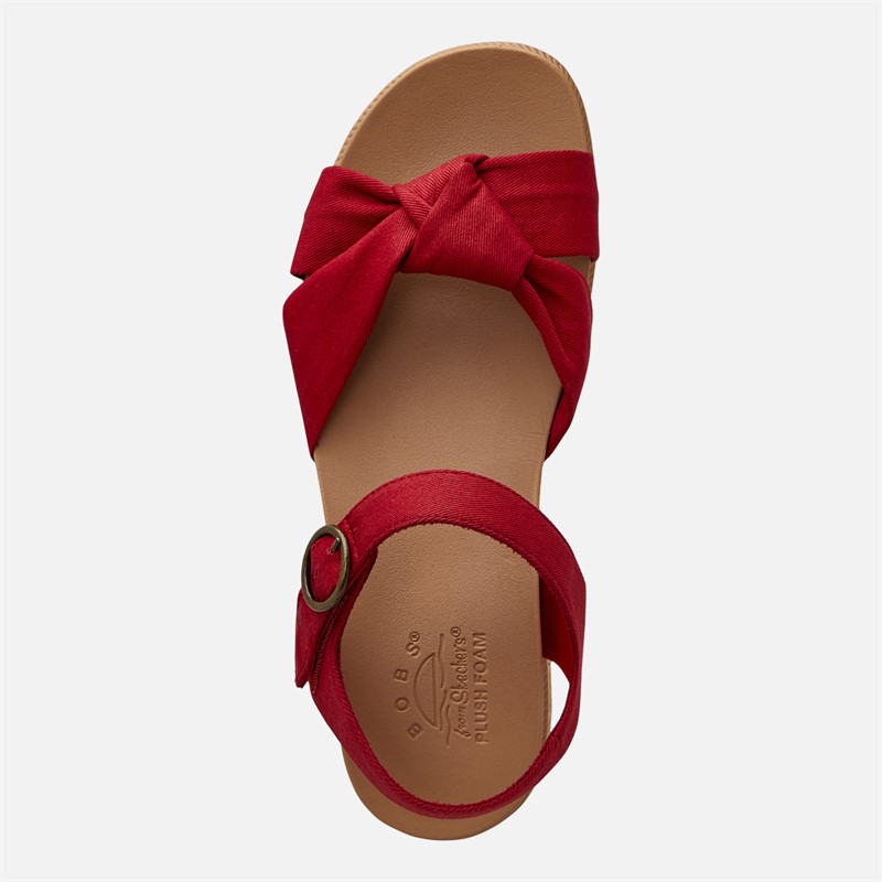 SKECHERS Womens Desert Kiss Low Peak Sun Ankle Strap Sandals Red