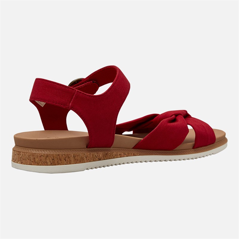 SKECHERS Womens Desert Kiss Low Peak Sun Ankle Strap Sandals Red