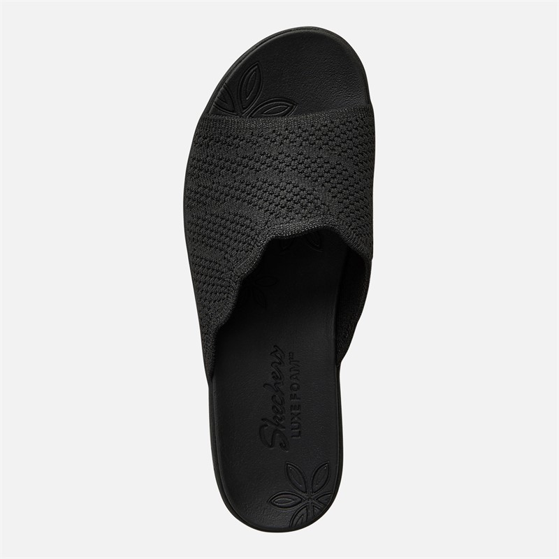 SKECHERS Womens Pier-Lite Classic Elegance Wedge Sliders Black