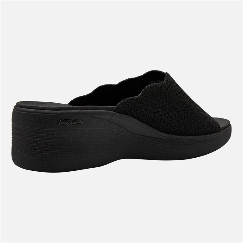 SKECHERS Womens Pier-Lite Classic Elegance Wedge Sliders Black