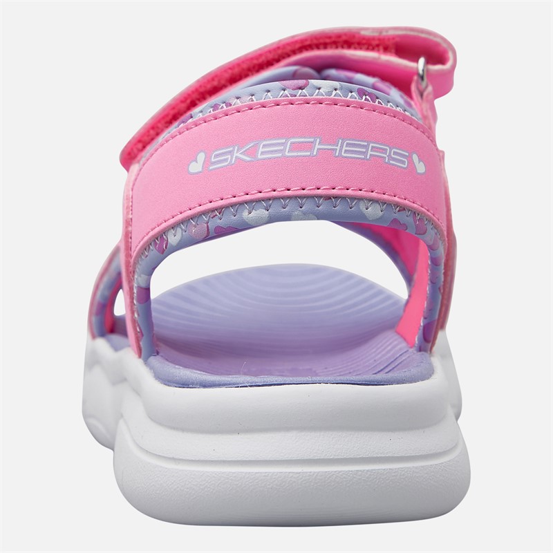 SKECHERS Junior Girls Flex Splash Heart Galore Sandals Hot Pink/Lavender