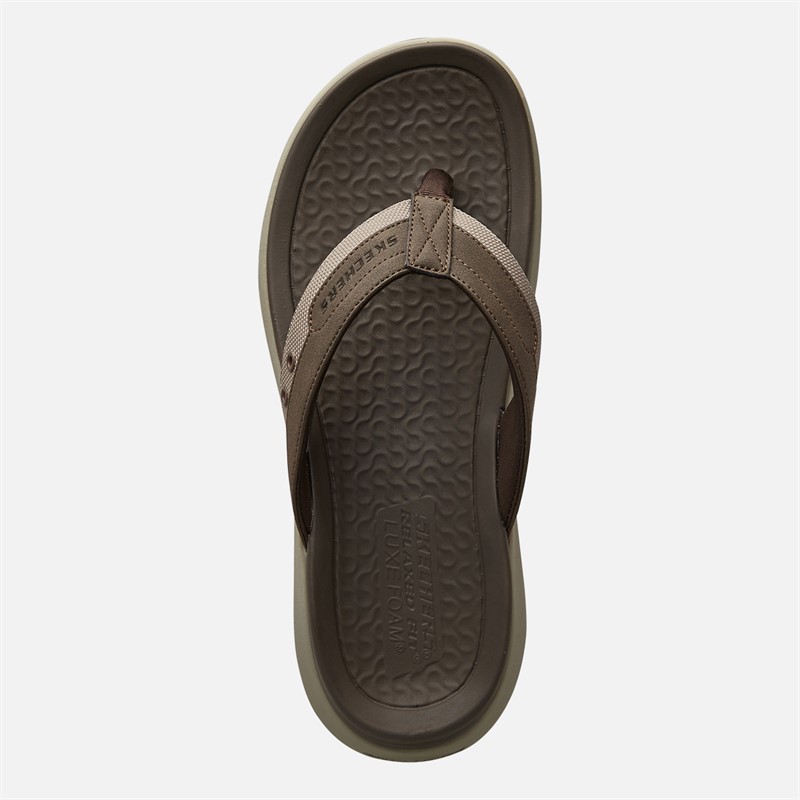 SKECHERS Mens Silva Falco Flip Flops Brown