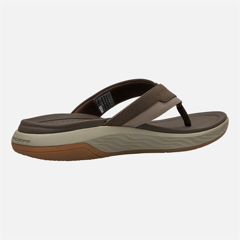 SKECHERS Mens Silva Falco Flip Flops Brown
