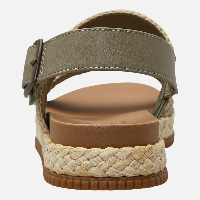 SKECHERS Womens Stormy Kiss Secure Storm Ankle Strap Sandals Olive Canvas