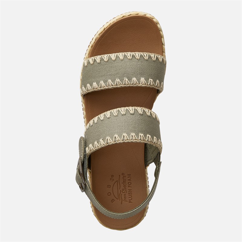 SKECHERS Womens Stormy Kiss Secure Storm Ankle Strap Sandals Olive Canvas