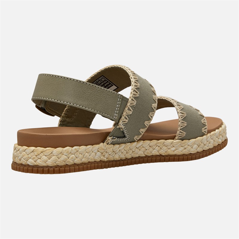 SKECHERS Womens Stormy Kiss Secure Storm Ankle Strap Sandals Olive Canvas