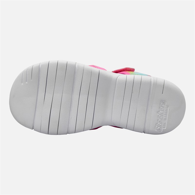 SKECHERS Junior Girls Flex Splash Daylight Shimmer Sandals Hot Pink/Multi
