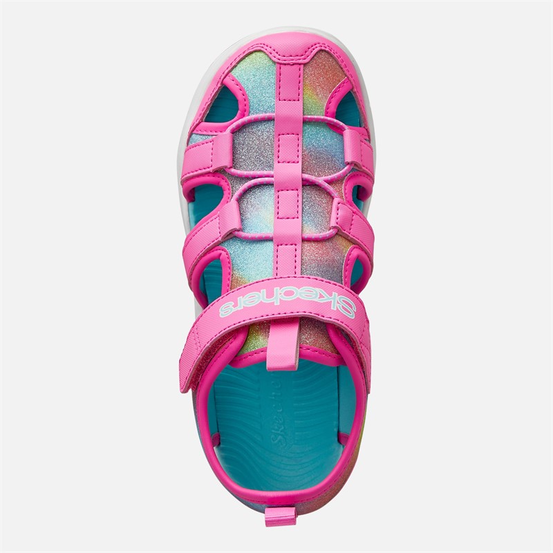 SKECHERS Junior Girls Flex Splash Daylight Shimmer Sandals Hot Pink/Multi