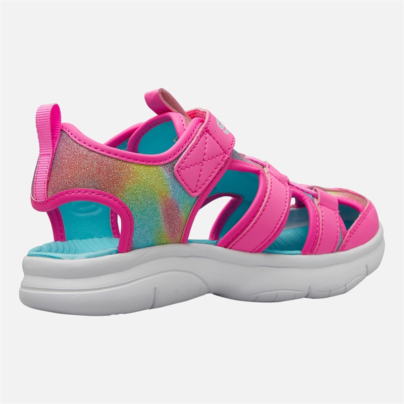SKECHERS Junior Girls Flex Splash Daylight Shimmer Sandals Hot Pink/Multi