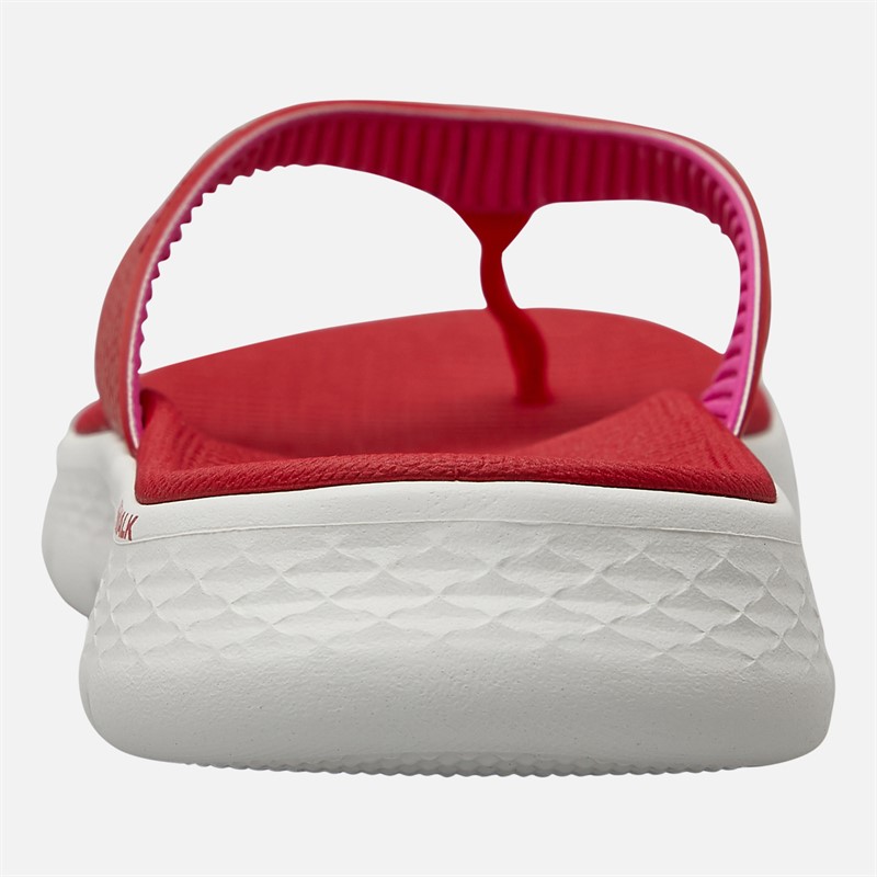 SKECHERS Womens Go Walk Flex Eve Flip Flops Red