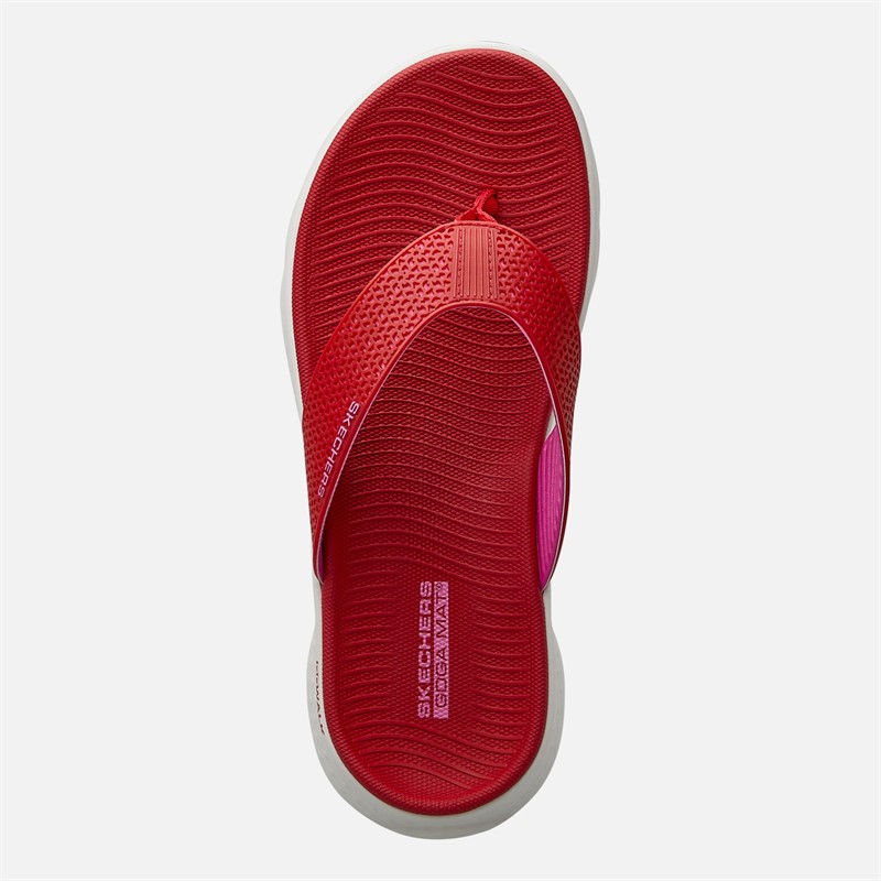 SKECHERS Womens Go Walk Flex Eve Flip Flops Red