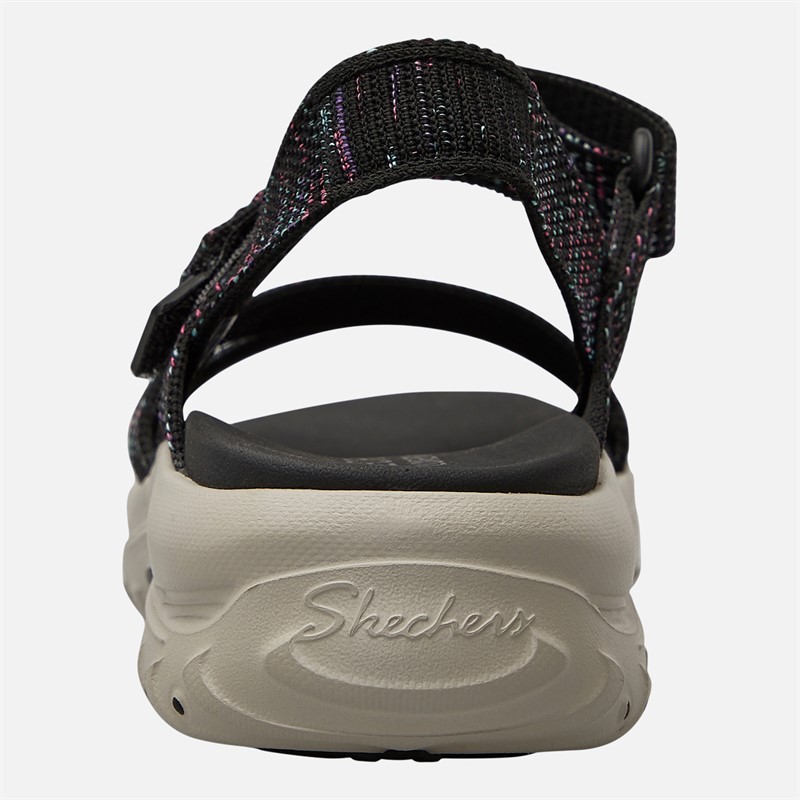 SKECHERS Womens Reggae Bound Sweet Crush Ankle Strap Sandals Black/Multi