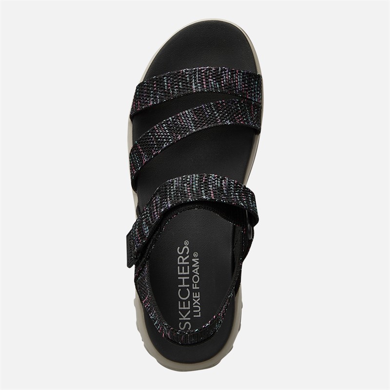 SKECHERS Womens Reggae Bound Sweet Crush Ankle Strap Sandals Black/Multi