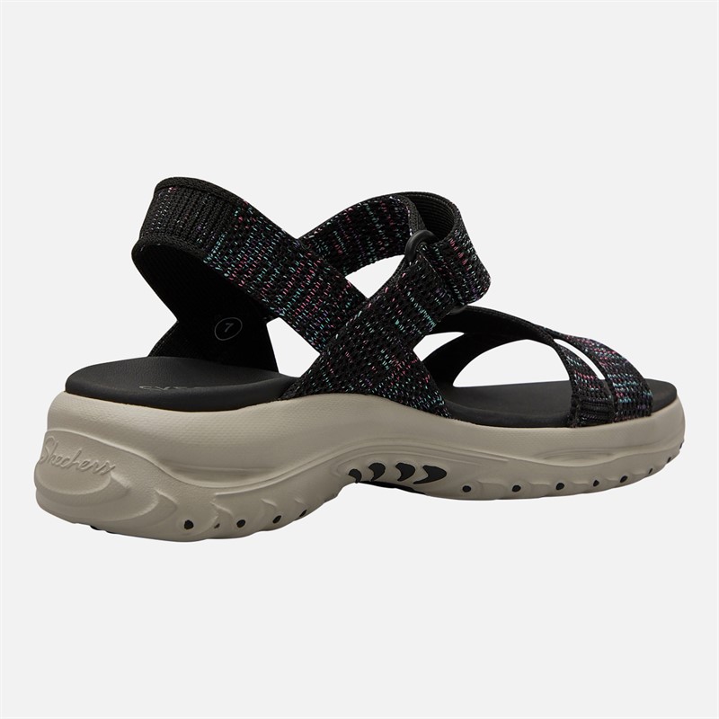 SKECHERS Womens Reggae Bound Sweet Crush Ankle Strap Sandals Black/Multi