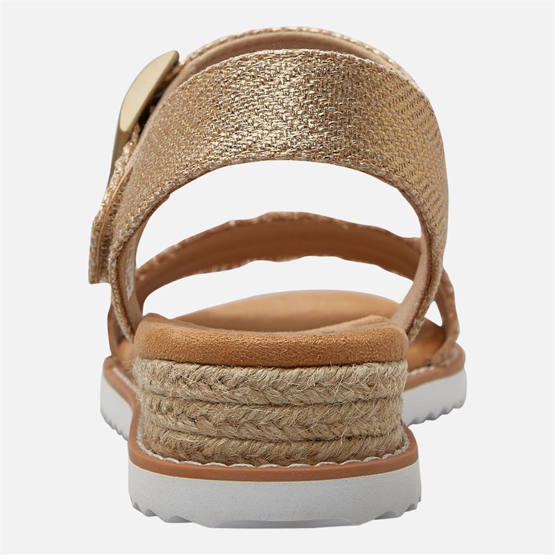 SKECHERS Womens Desert Kiss Gold Crush Ankle Strap Sandals Champagne