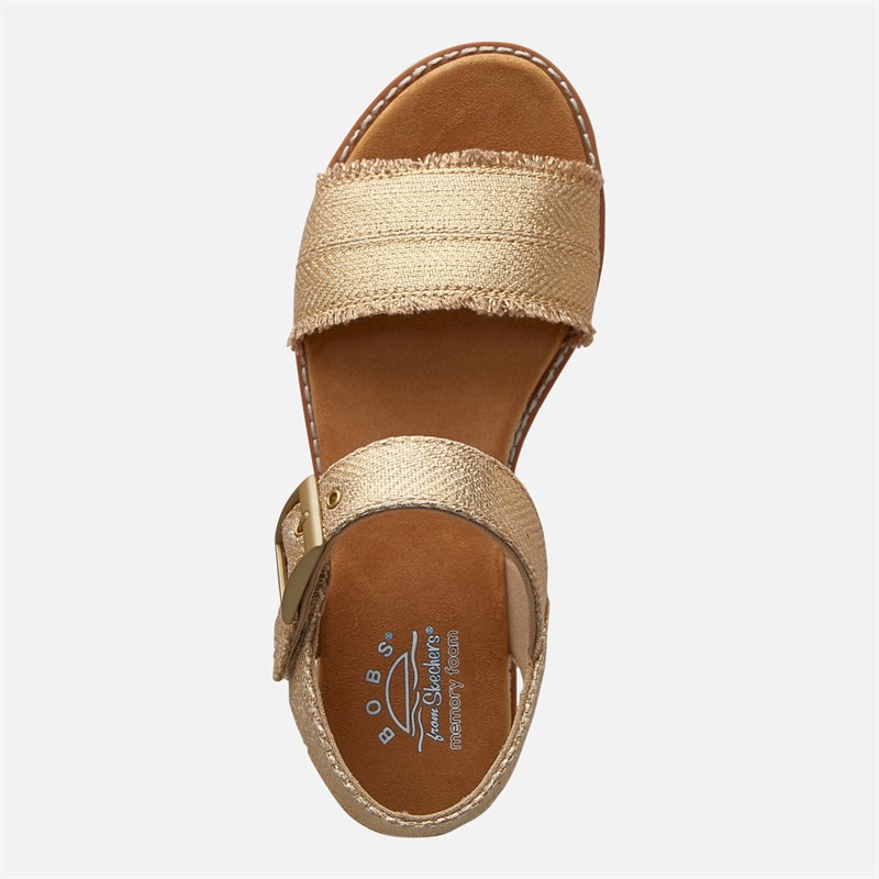 SKECHERS Womens Desert Kiss Gold Crush Ankle Strap Sandals Champagne