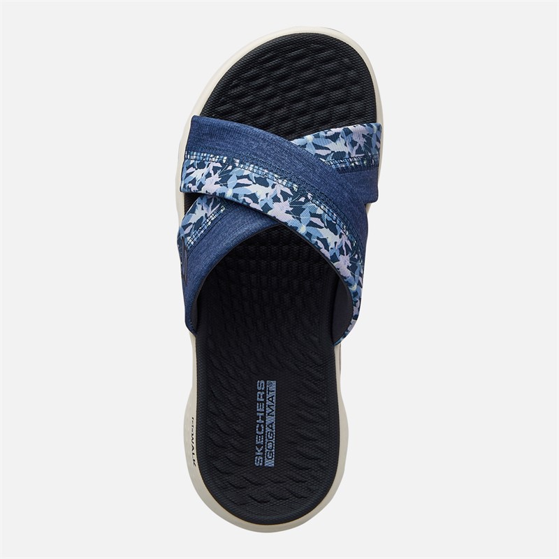SKECHERS Womens Go Walk Flex Elsa Cross Strap Sliders Navy/Multi