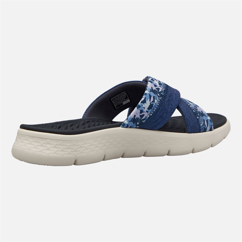 SKECHERS Womens Go Walk Flex Elsa Cross Strap Sliders Navy/Multi