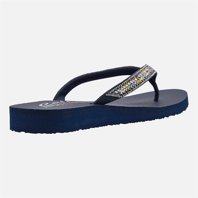 SKECHERS Womens Stay Loyal Meditation Flip Flops Navy