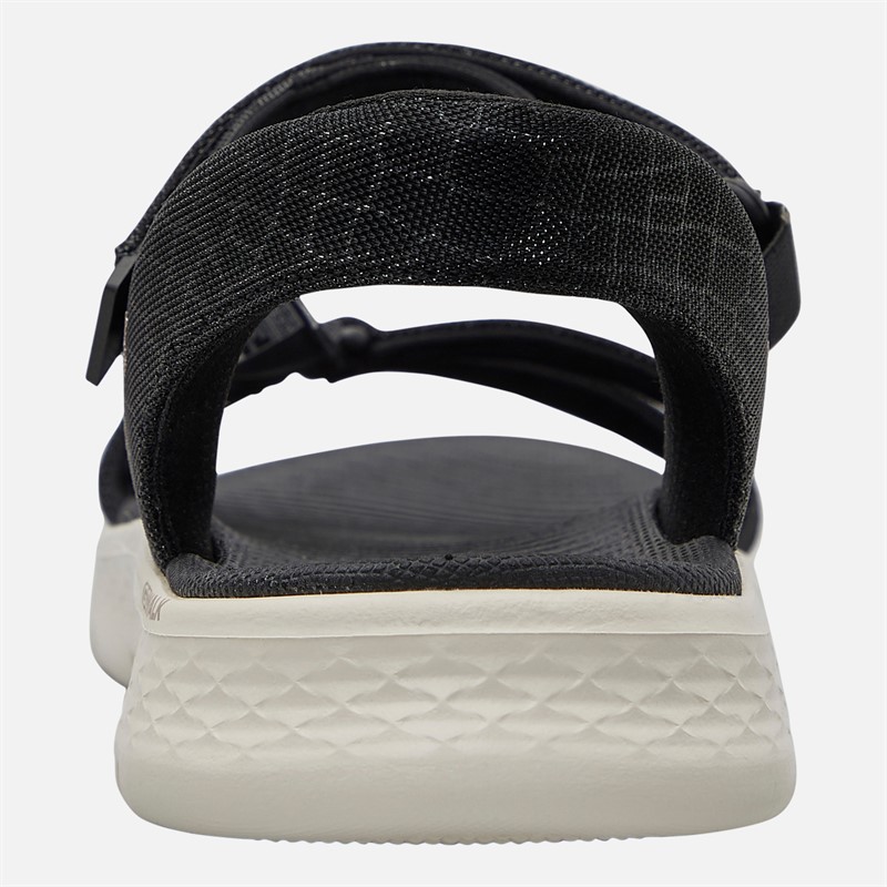 SKECHERS Womens Sssophia Go Walk Flex Sandals Black/Rose Gold Metallic