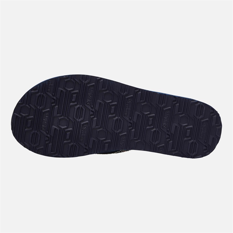 SKECHERS Womens Lucky One Meditation Flip Flops Navy Metallic