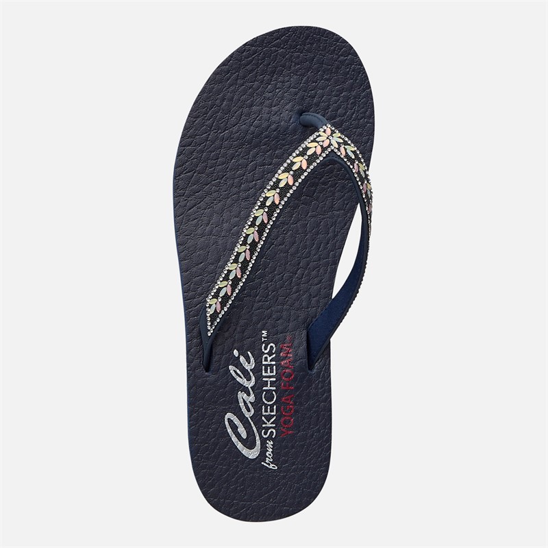 SKECHERS Womens Lucky One Meditation Flip Flops Navy Metallic