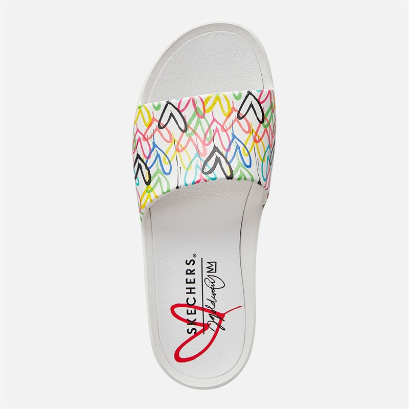 SKECHERS Womens Trust Love Cali Charm Sliders White/Multi