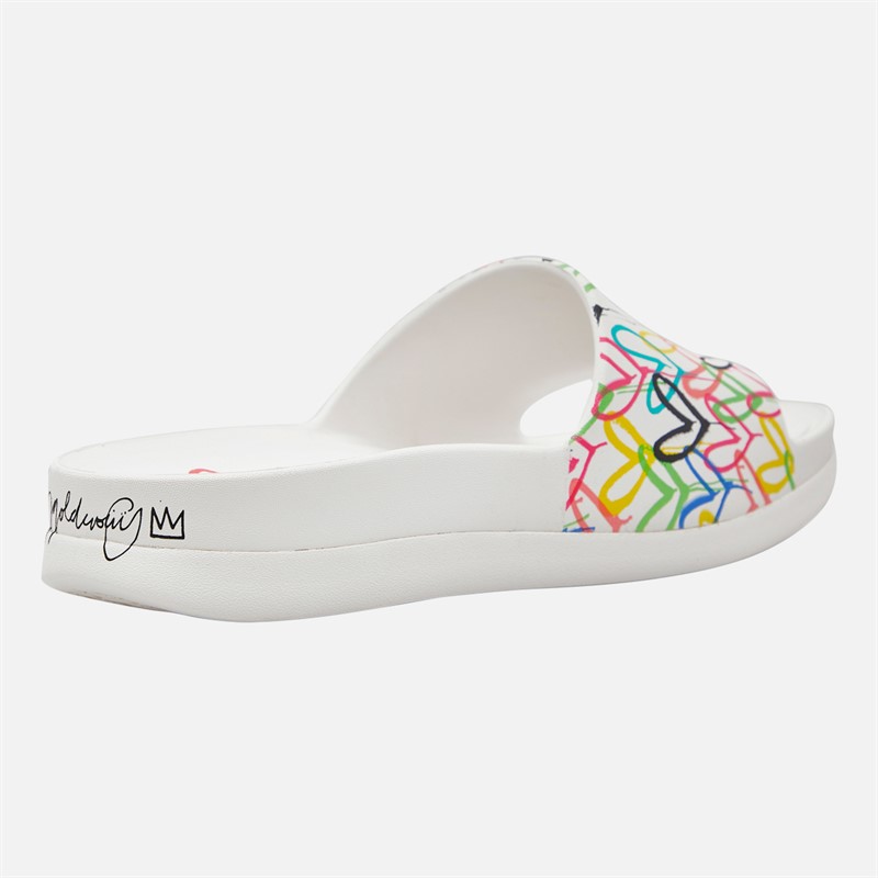 SKECHERS Womens Trust Love Cali Charm Sliders White/Multi