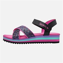 SKECHERS Girls Rockin' It Prism Steps Sandals Black/Metallic