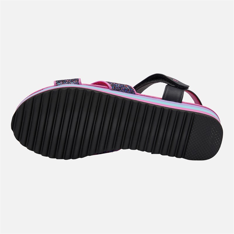SKECHERS Girls Rockin' It Prism Steps Sandals Black/Metallic